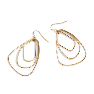 Gold Triple Teardrop Dangle Earrings